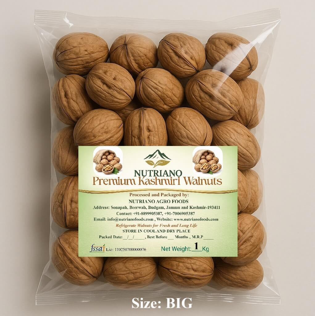 Premium Kashmiri Walnuts| In Shell| Big Size| Super Quality-1Kg| Fresh| Natural & Crunchy